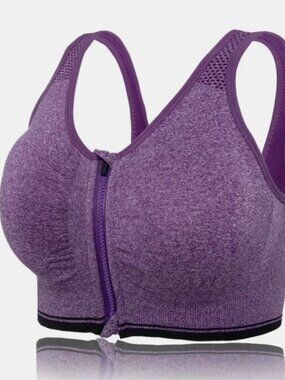 Sports Bras with Zipper Front High Impact Support Strappy Back Workout Bra Tops,